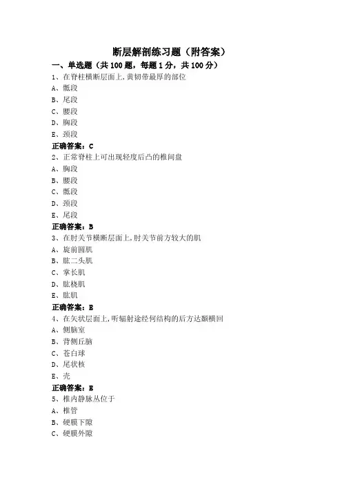 断层解剖练习题(附答案)