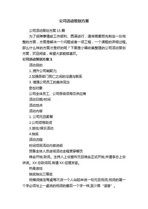 公司活动策划方案