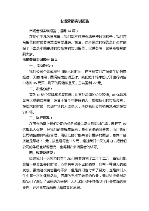 市场营销实训报告