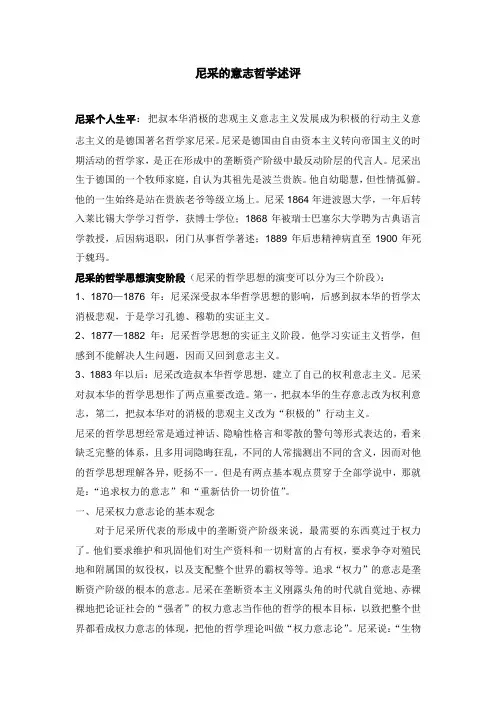 论文(尼采的意志哲学述评)