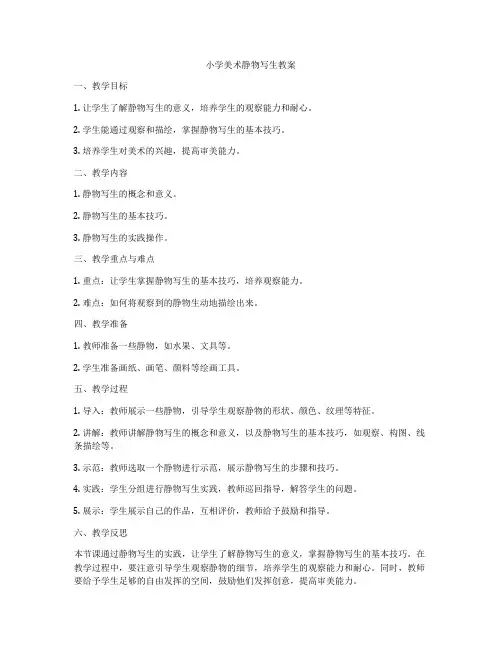 小学美术静物写生教案