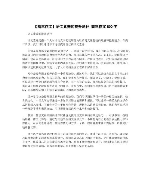 【高三作文】语文素养的提升途径 高三作文800字