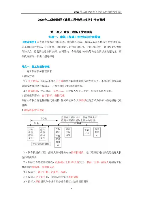 2020年二级建造师《建筑工程管理与实务》考点资料