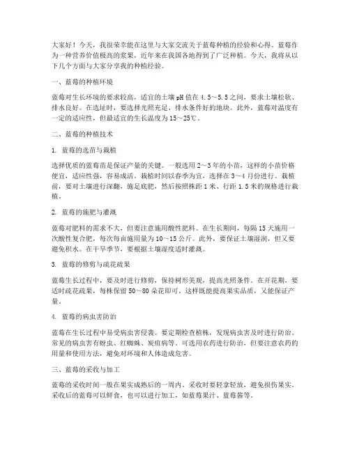 种植蓝莓交流发言稿范文