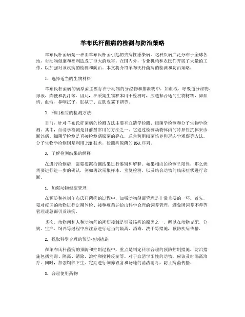 羊布氏杆菌病的检测与防治策略