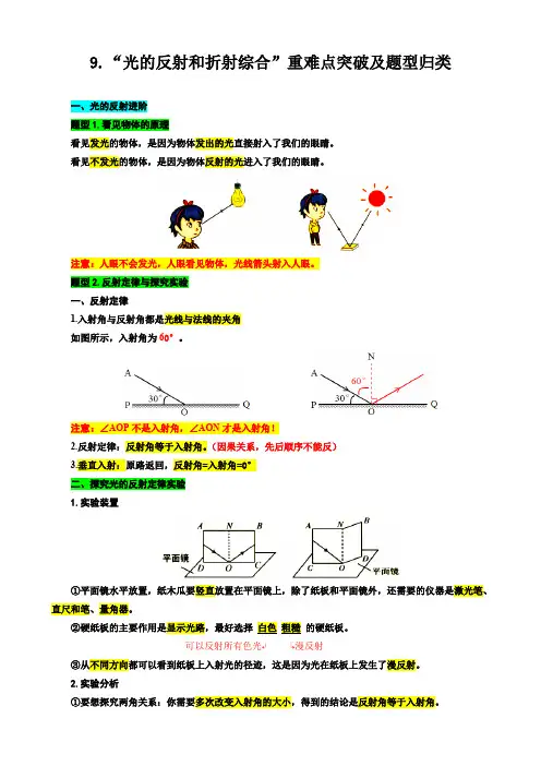 9“光的反射和折射综合”-2024年中考物理重难点突破及题型归类总复习