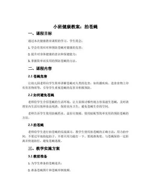 小班健康教案：拍苍蝇