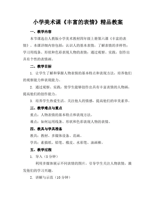 小学美术课《丰富的表情》精品教案