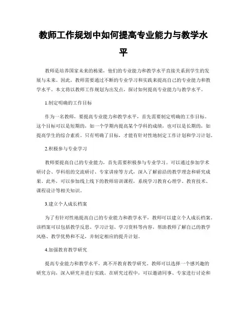 教师工作规划中如何提高专业能力与教学水平