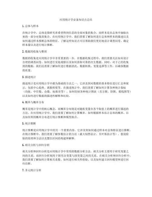 应用统计学必备知识点总结