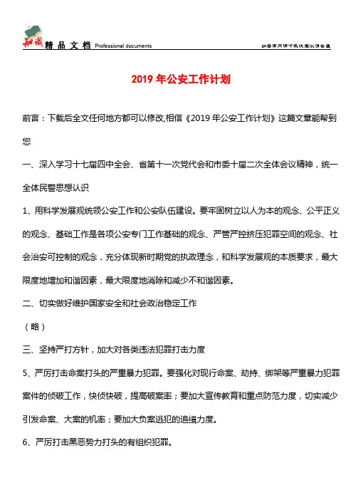 推荐：2019年公安工作计划_0