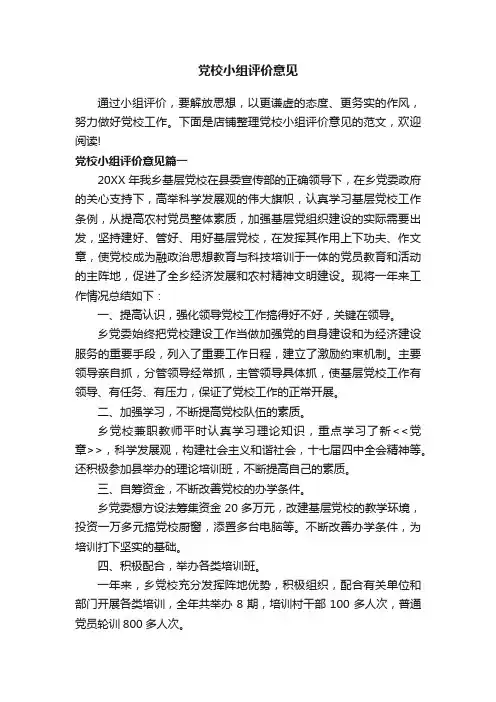 党校小组评价意见