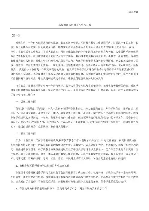 高校教师试用期工作总结三篇