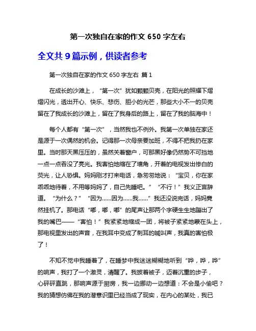 第一次独自在家的作文650字左右