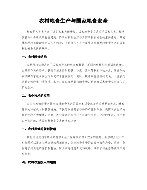 农村粮食生产与国家粮食安全