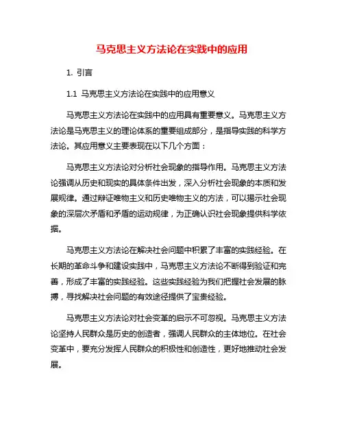 马克思主义方法论在实践中的应用