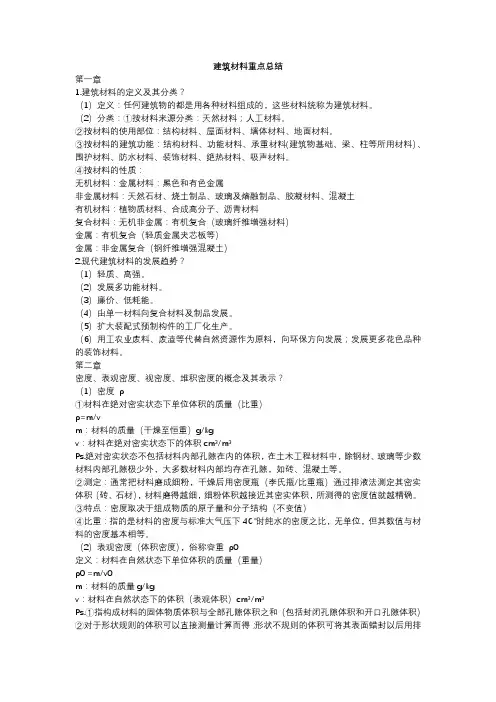 建筑材料知识点总结