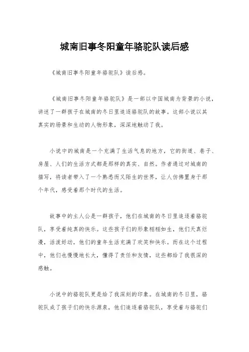 城南旧事冬阳童年骆驼队读后感