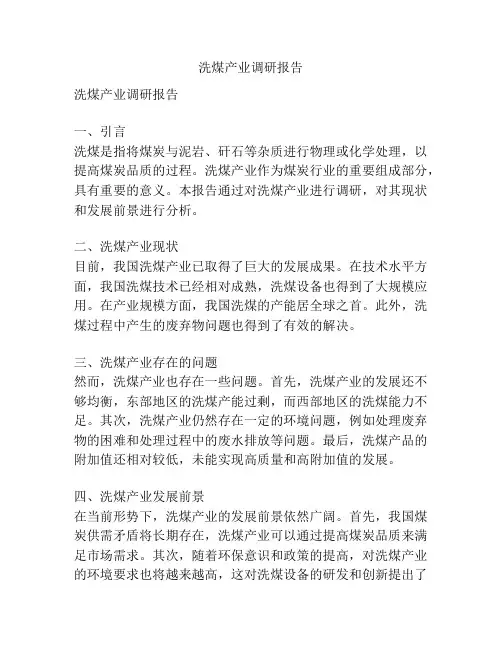 洗煤产业调研报告