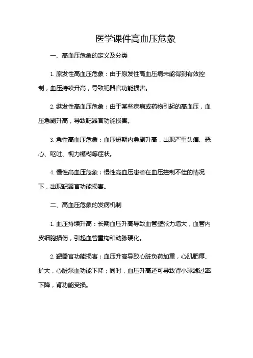 医学课件高血压危象