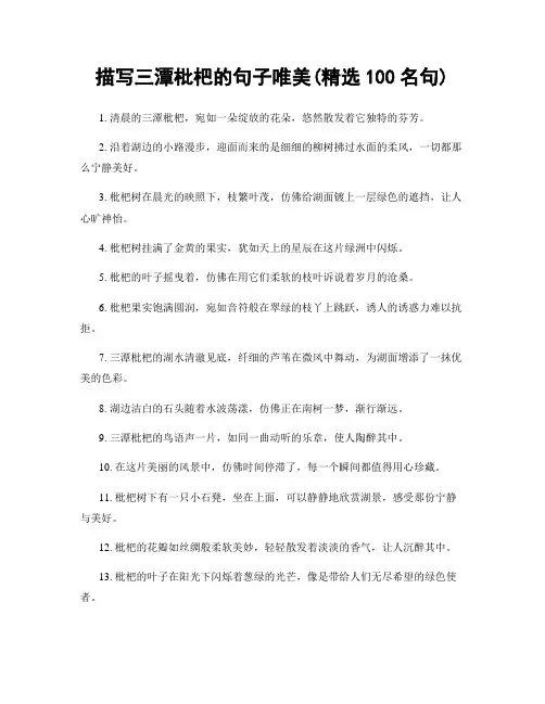 描写三潭枇杷的句子唯美(精选100句)