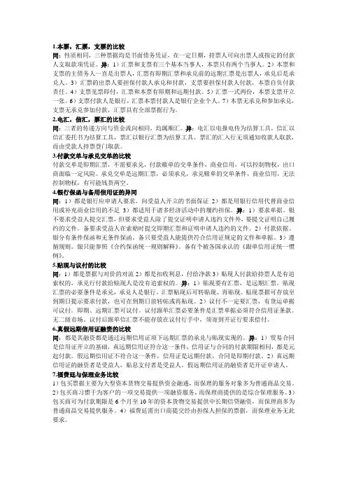 国际结算中的比较