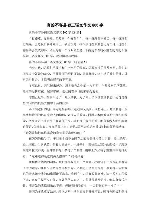 真的不容易初三语文作文800字