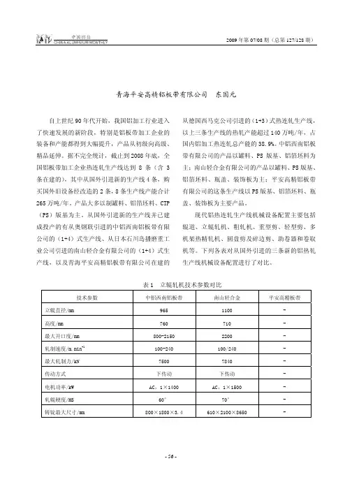 对我国引进的铝热连轧生产线特点的