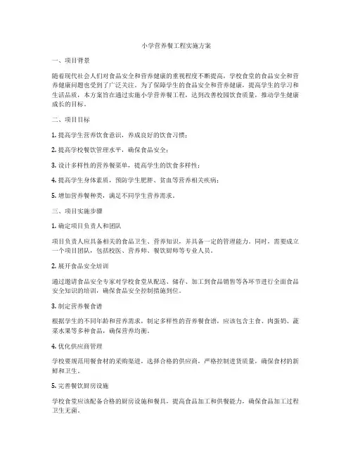 小学营养餐工程实施方案