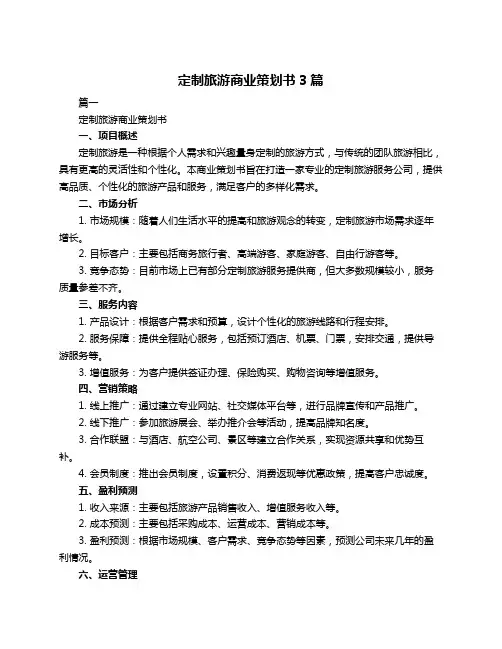 定制旅游商业策划书3篇