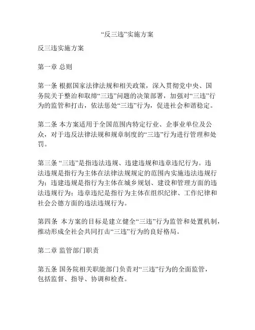 “反三违”实施方案