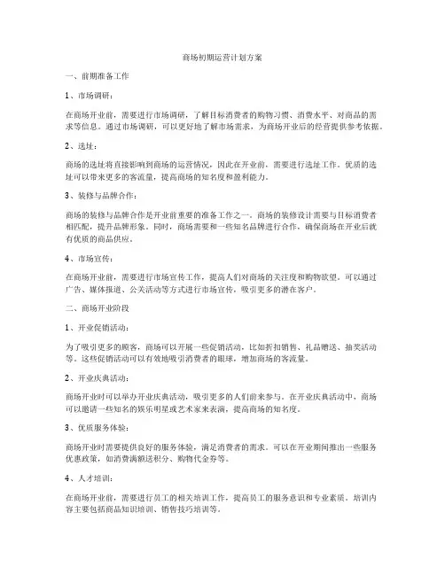 商场初期运营计划方案