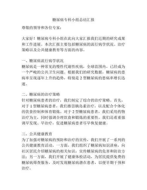 糖尿病专科小组总结汇报