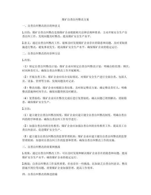 煤矿自查自纠整改方案