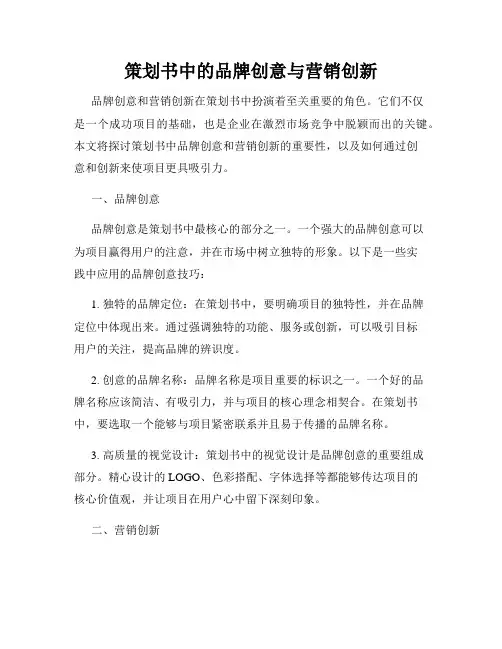 策划书中的品牌创意与营销创新