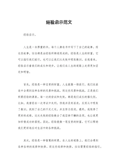 经验启示范文