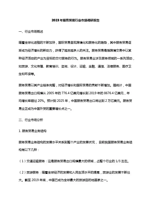 2023年服务贸易行业市场调研报告