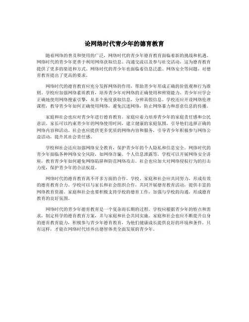 论网络时代青少年的德育教育