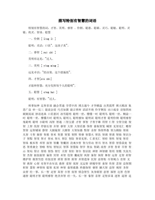 描写特别有智慧的词语