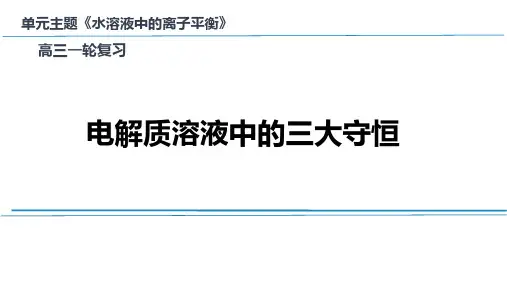 2025届高三化学一轮复习,电解质溶液中的三大守恒