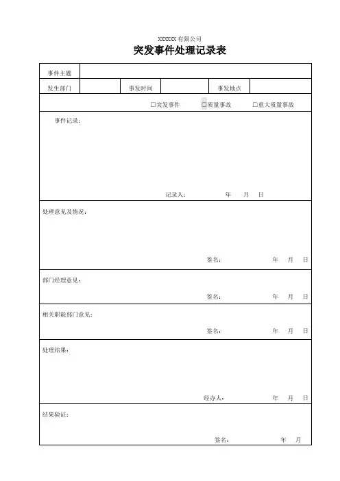 突发事件处理记录表(标准版)