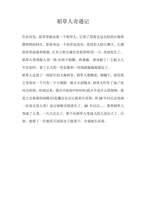 三年级童话稻草人奇遇记