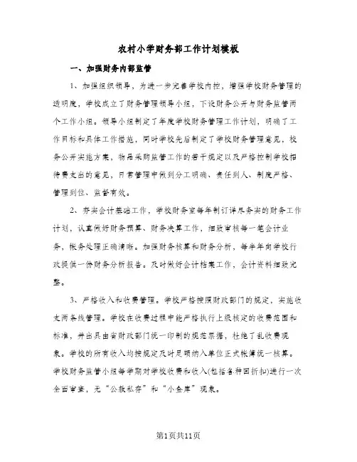 农村小学财务部工作计划模板(4篇)
