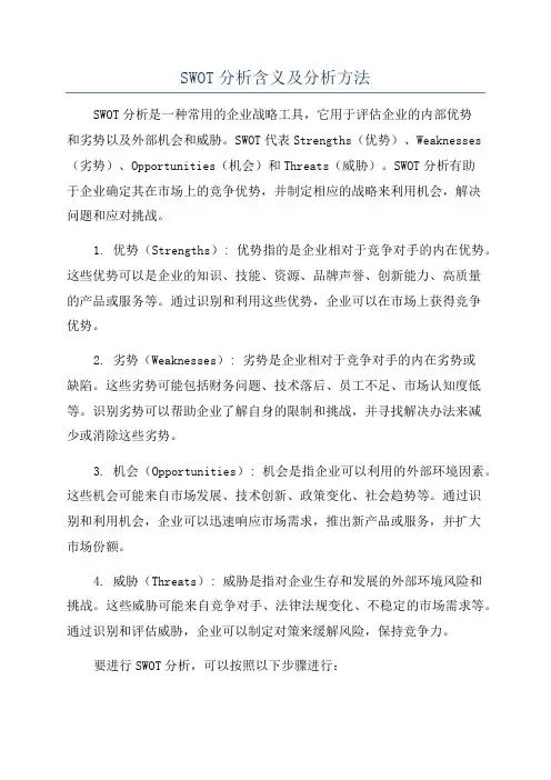 SWOT分析含义及分析方法