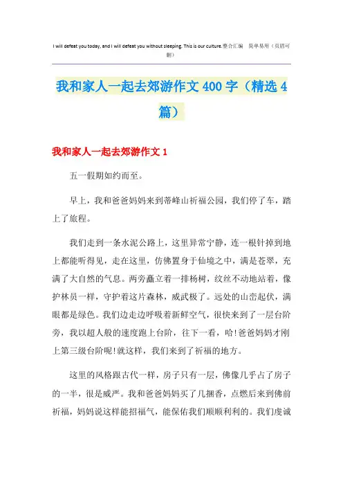 我和家人一起去郊游作文400字(精选4篇)