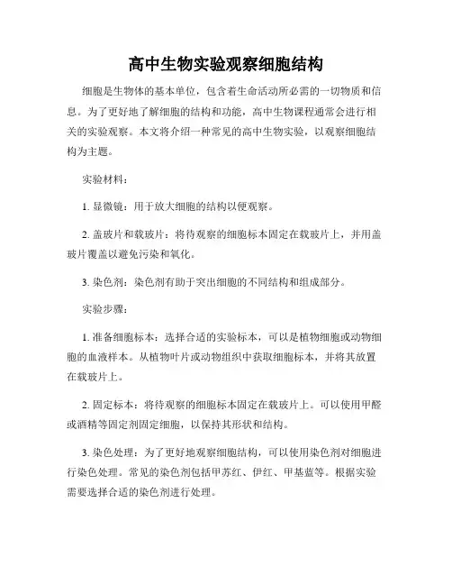 高中生物实验观察细胞结构
