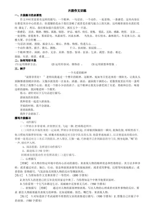 片段作文训练一
