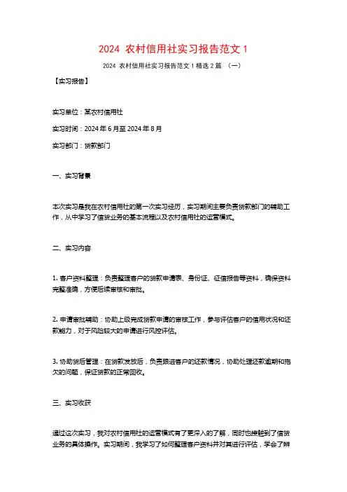2024农村信用社实习报告范文2篇22