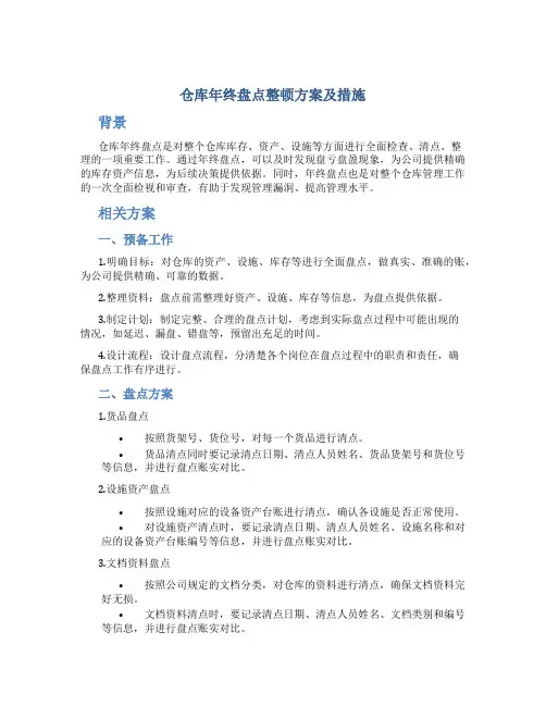 仓库年终盘点整顿方案及措施