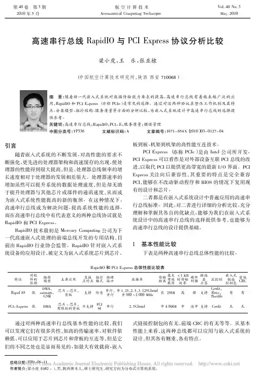 高速串行总线RapidIO与PCIExpress协议分析比较